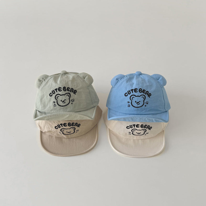 🅽🅴🆆 [4color / one size] ナチュラル刺繍ベアベビーキャップ
