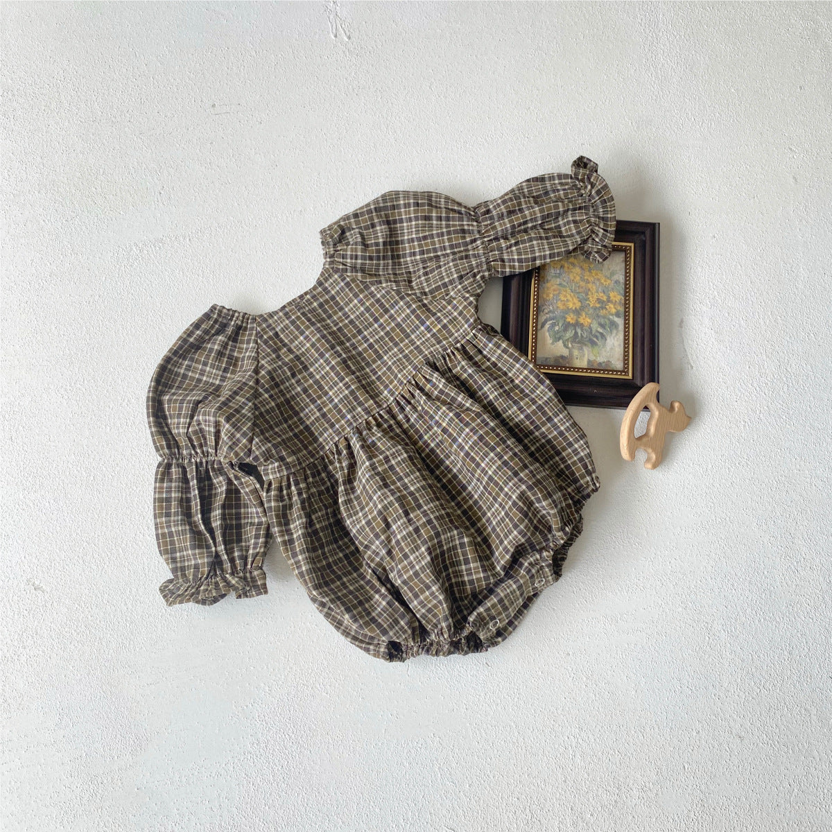 カントリーチェックブラウスロンパース(2color)