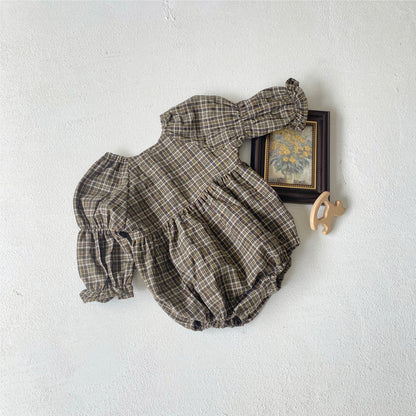 カントリーチェックブラウスロンパース(2color)