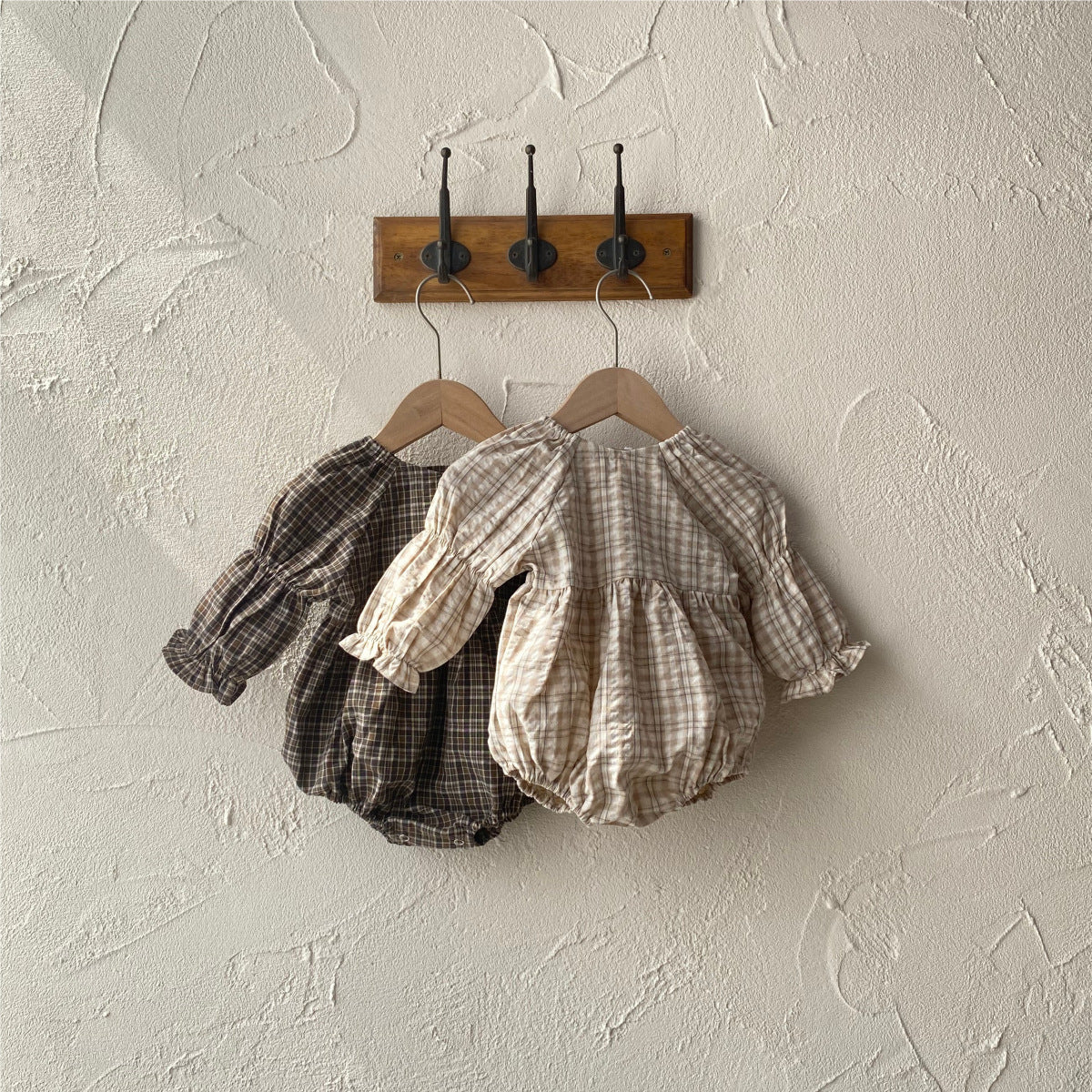 カントリーチェックブラウスロンパース(2color)