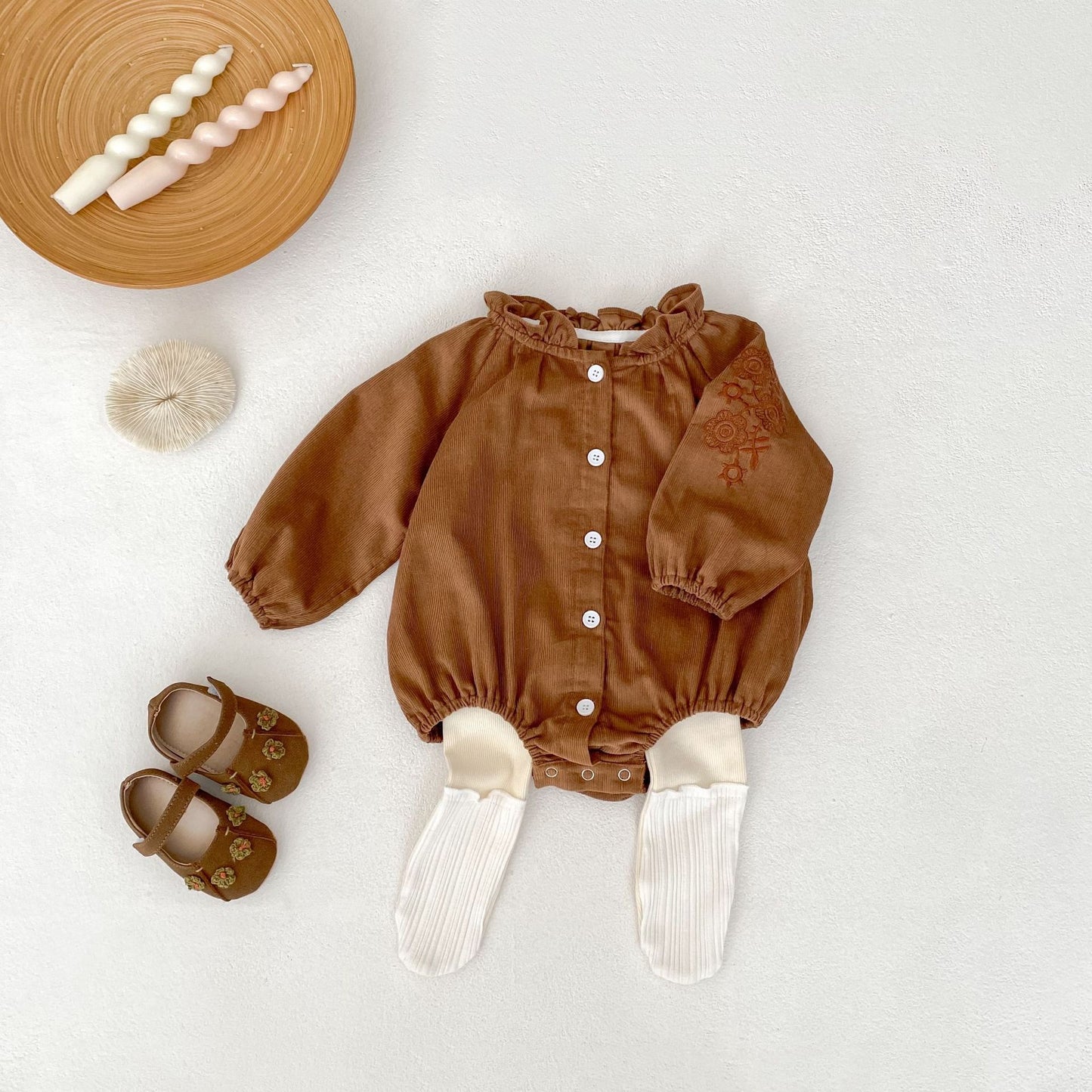 カントリースリーブ刺繍ロンパース(2color)