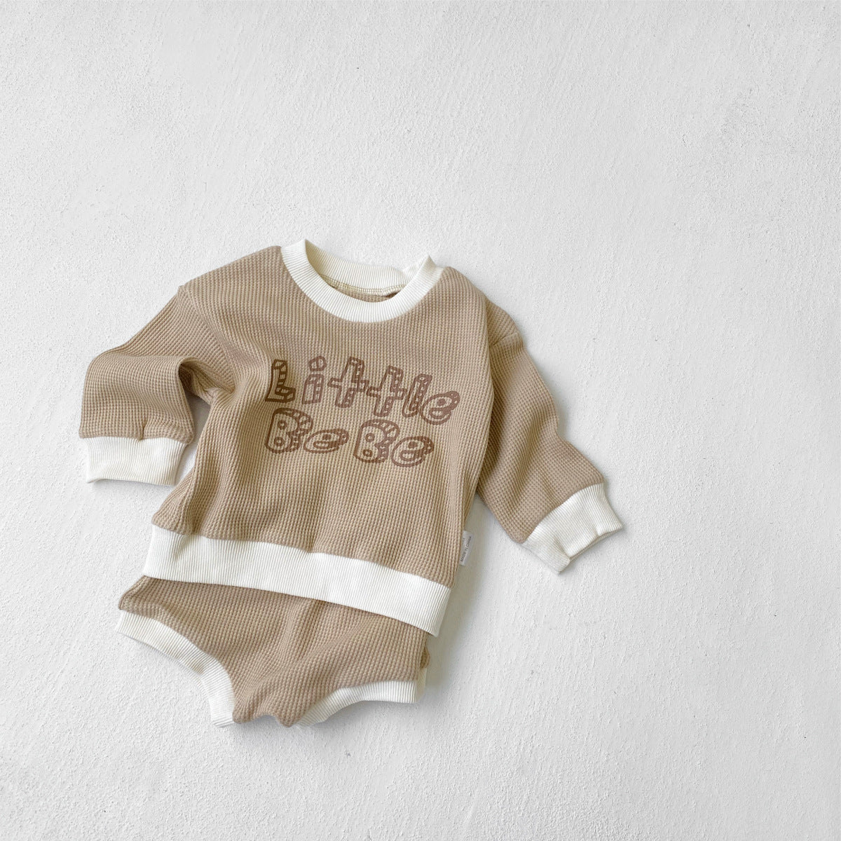 [2color / 66-90] ベビーワッフルツーピースセット