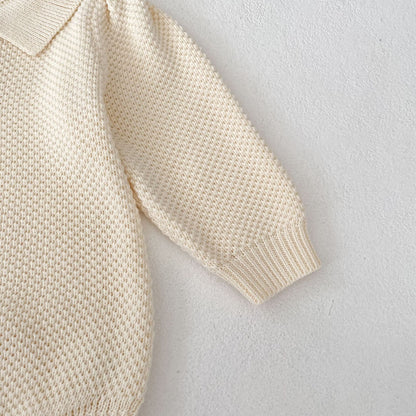 シンプル衿ニットロンパース(2color)