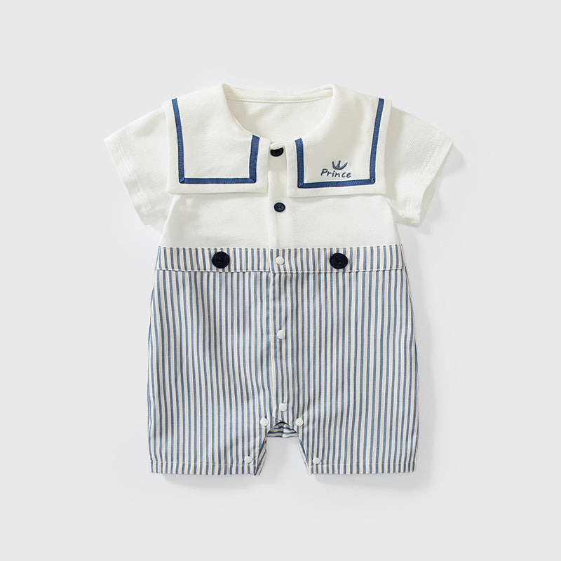 ブルーストライプセレモニーロンパース