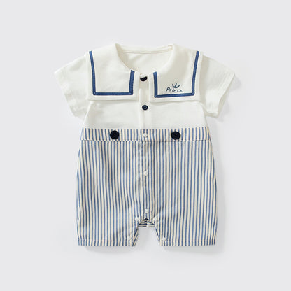 ブルーストライプセレモニーロンパース