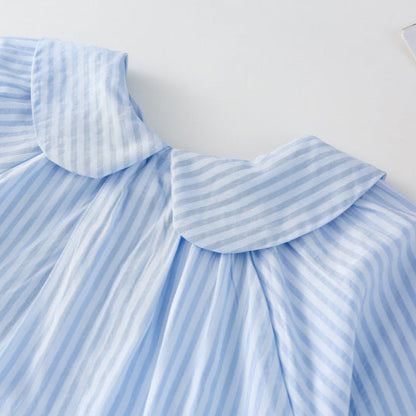 ストライプチュールシャツワンピース