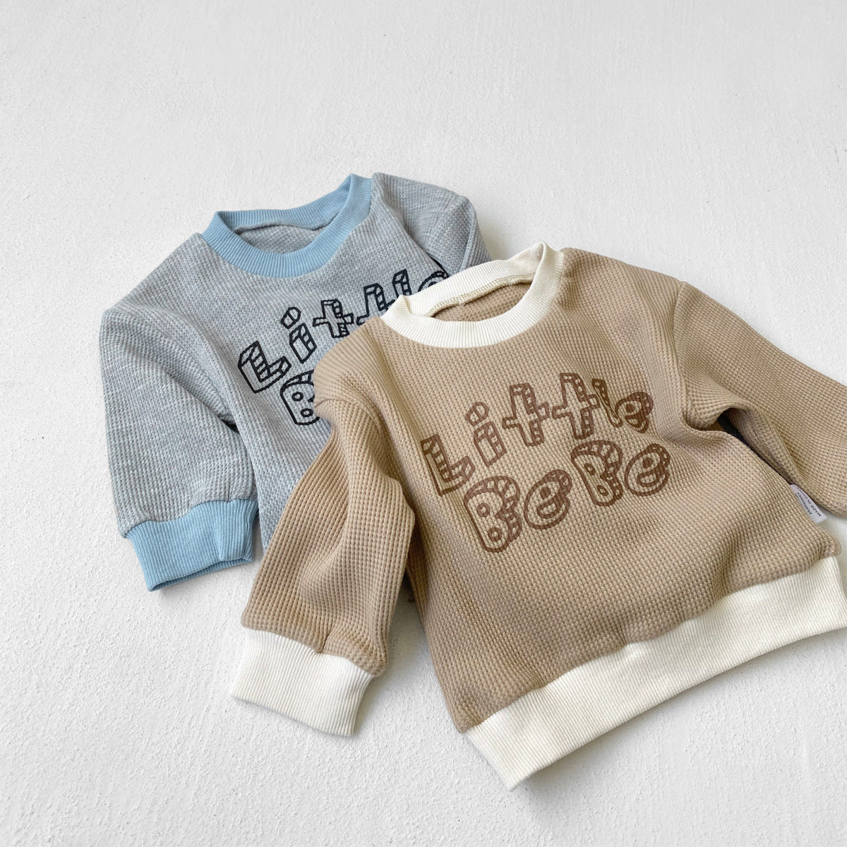 [2color / 66-90] ベビーワッフルツーピースセット