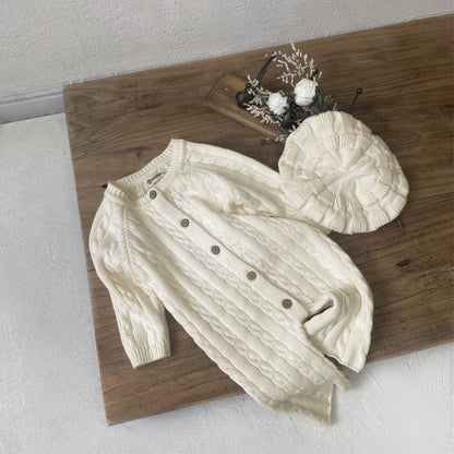 縄編みショコラニットロンパース(3color)