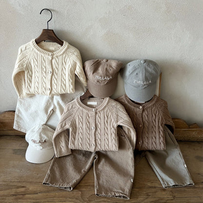 縄編みショコラニットカーディガン(3color)