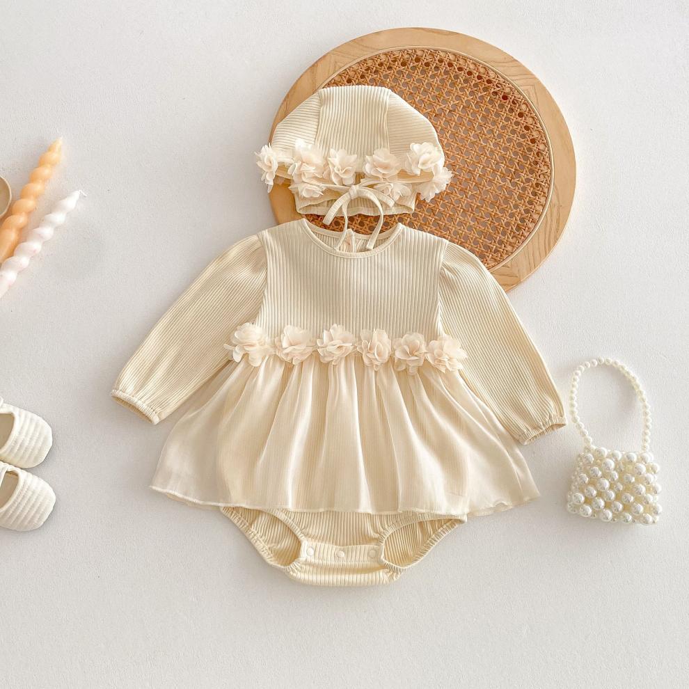 🅽🅴🆆 お花切り替えフリルロンパースセット