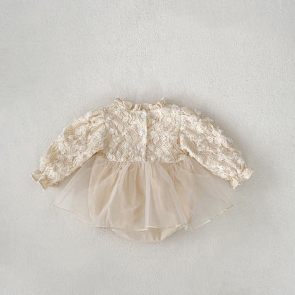 🅽🅴🆆 フラワーメッシュフリルカラーロンパース