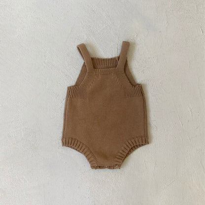 [2color / 66-73] こっくりシンプルベビーサロペットロンパース