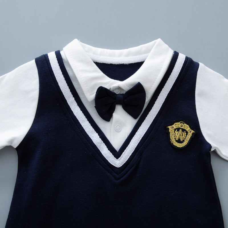 🅽🅴🆆 ネイビーベビーフォーマルロンパース