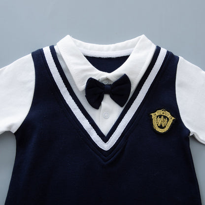 🅽🅴🆆 ネイビーベビーフォーマルロンパース