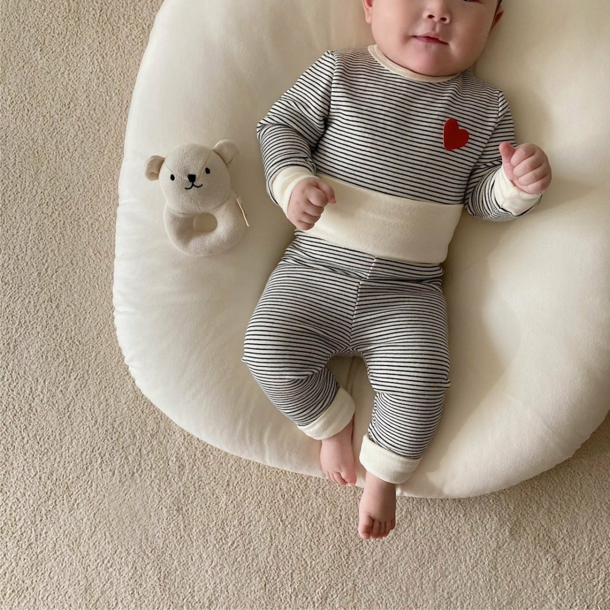 ナチュラルベビールームウェア3点セット(2color)