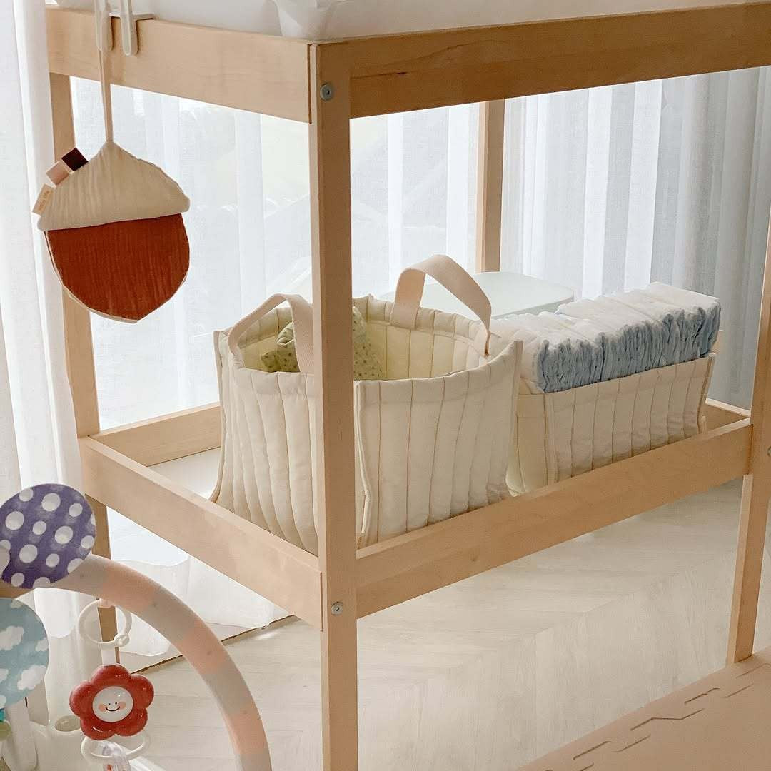 ナチュラルキルティングベビーバスケット(2size)