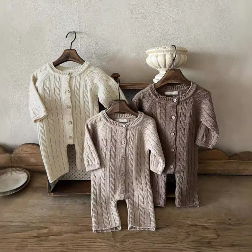 縄編みショコラニットロンパース(3color)