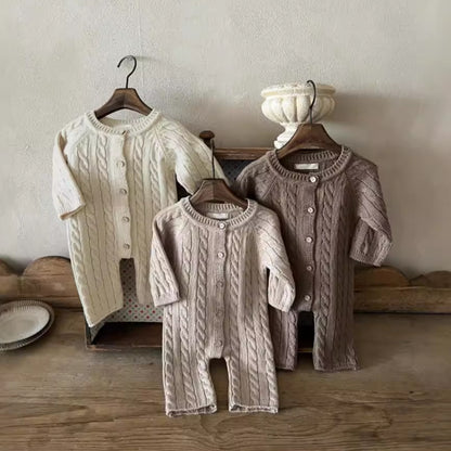 縄編みショコラニットロンパース(3color)