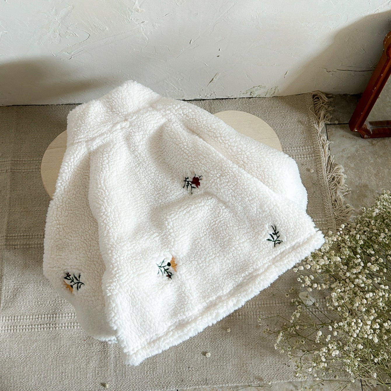 もこもこお花刺繍フリース