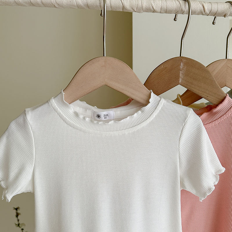 [7color / 90-140] シャーリングシンプルガールサマーシャツ