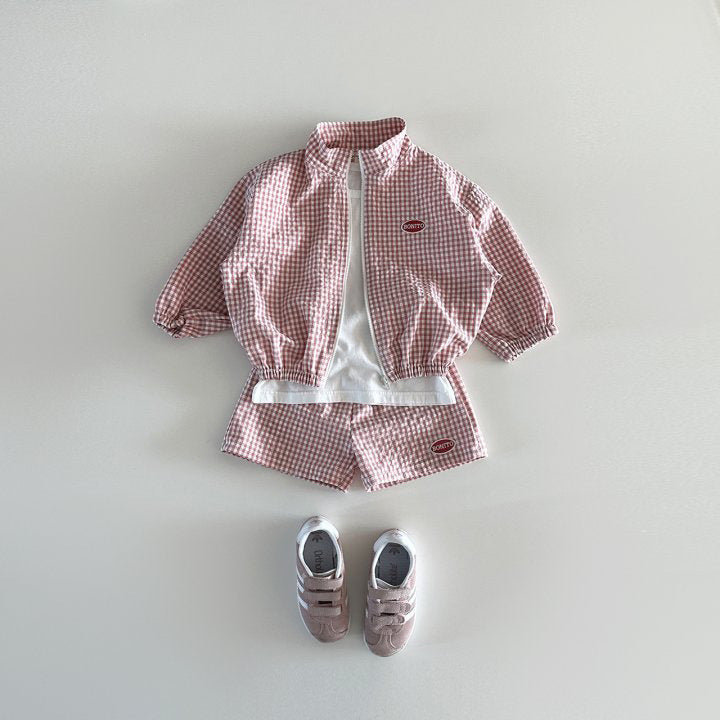 ギンガムチェックジップセットアップ(3color)