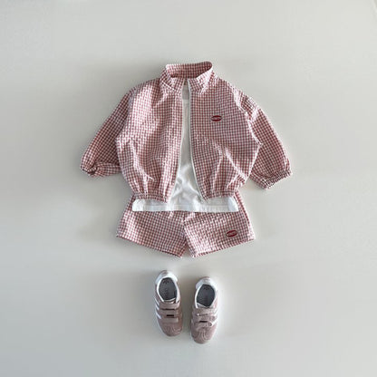 ギンガムチェックジップセットアップ(3color)