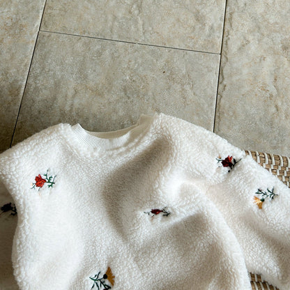 もこもこお花刺繍ロンパース