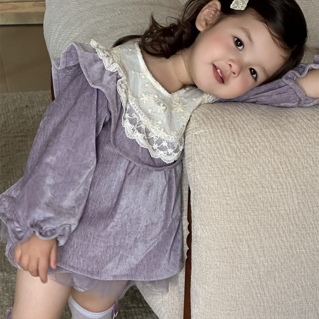 🅽🅴🆆 ベビーベロアワンピロンパース(2color)