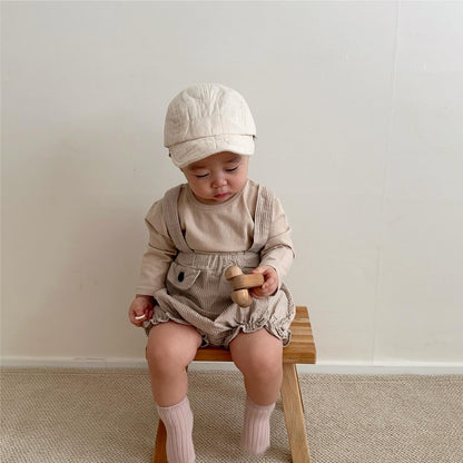 🅽🅴🆆 [2color / 66-90] ベビー裾フリルサスペンダーパンツ