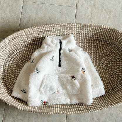 もこもこお花刺繍フリース