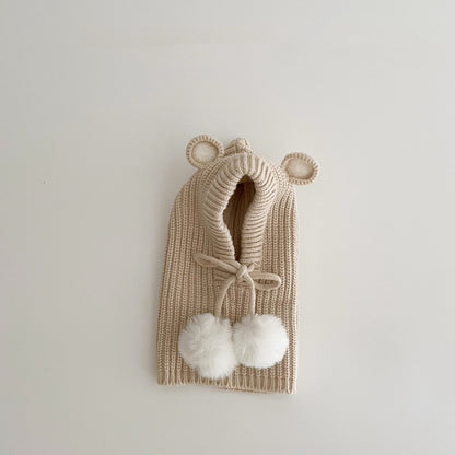 🅽🅴🆆 ぽんぽんクマさんフードニット(5color)