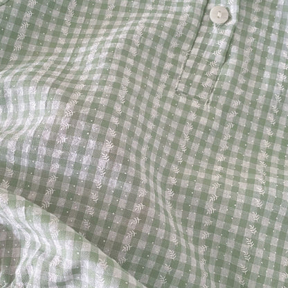 白衿ギンガムチェックロンパース