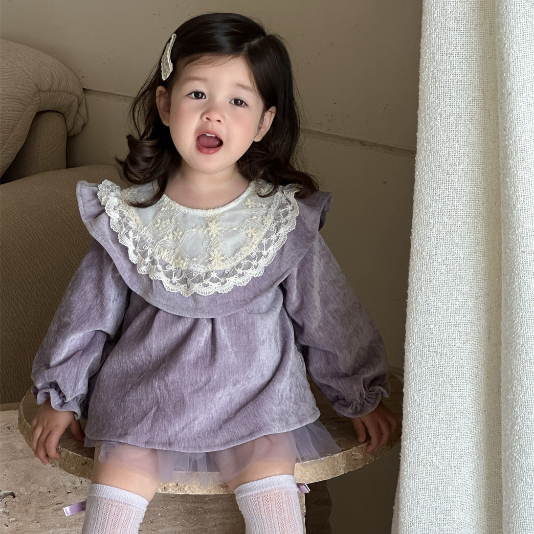 🅽🅴🆆 ベビーベロアワンピロンパース(2color)