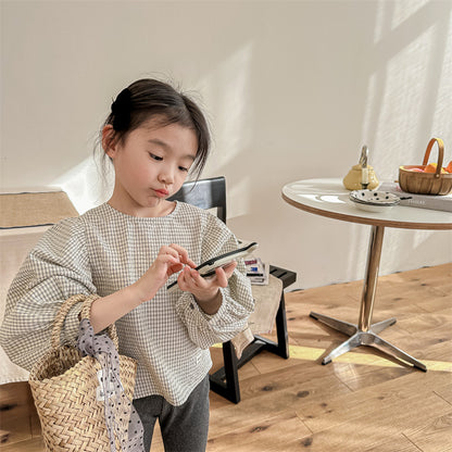 ゆったりぱふチェック柄トップス(2color)