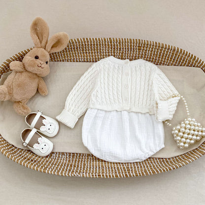 デザインニット切り替えロンパース