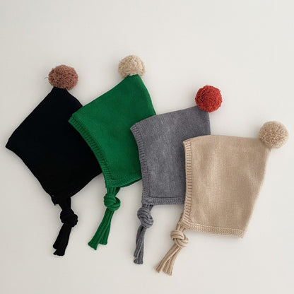 とんがりボンボンニットボンネット(10color)