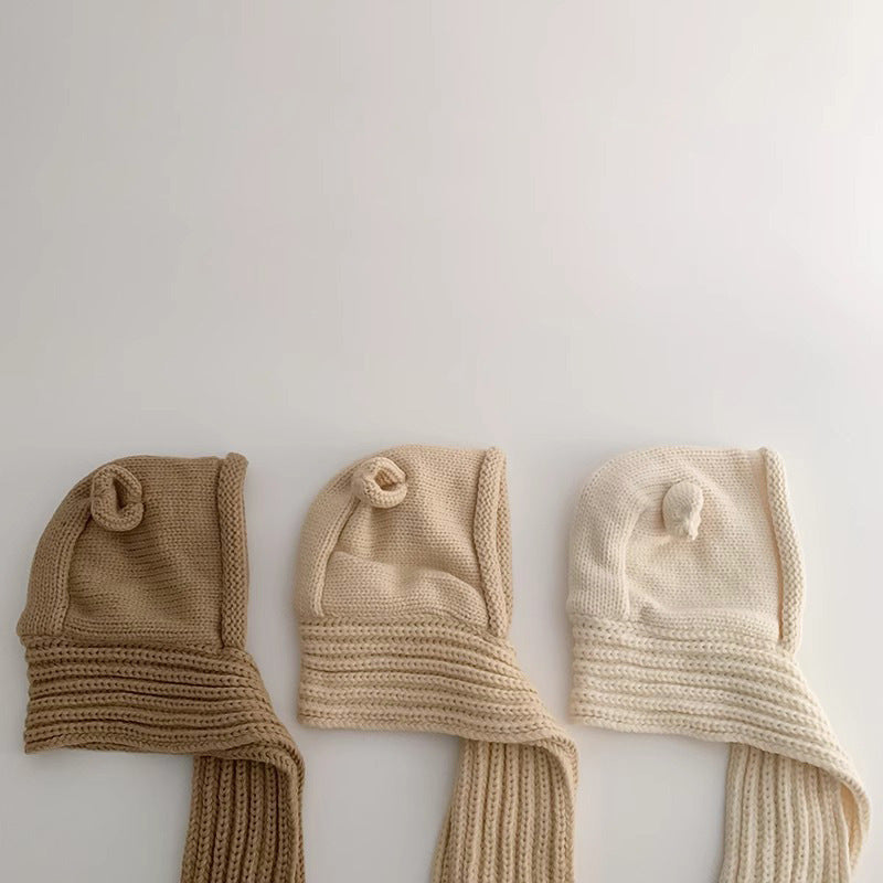 🅽🅴🆆 くま耳ニットフードマフラー(4color)