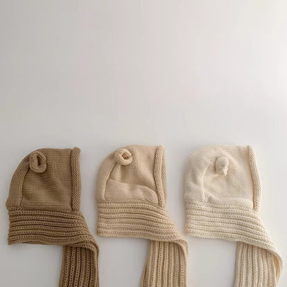 🅽🅴🆆 くま耳ニットフードマフラー(4color)