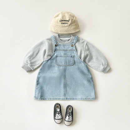 淡色デニムスカートサロペット(3color)