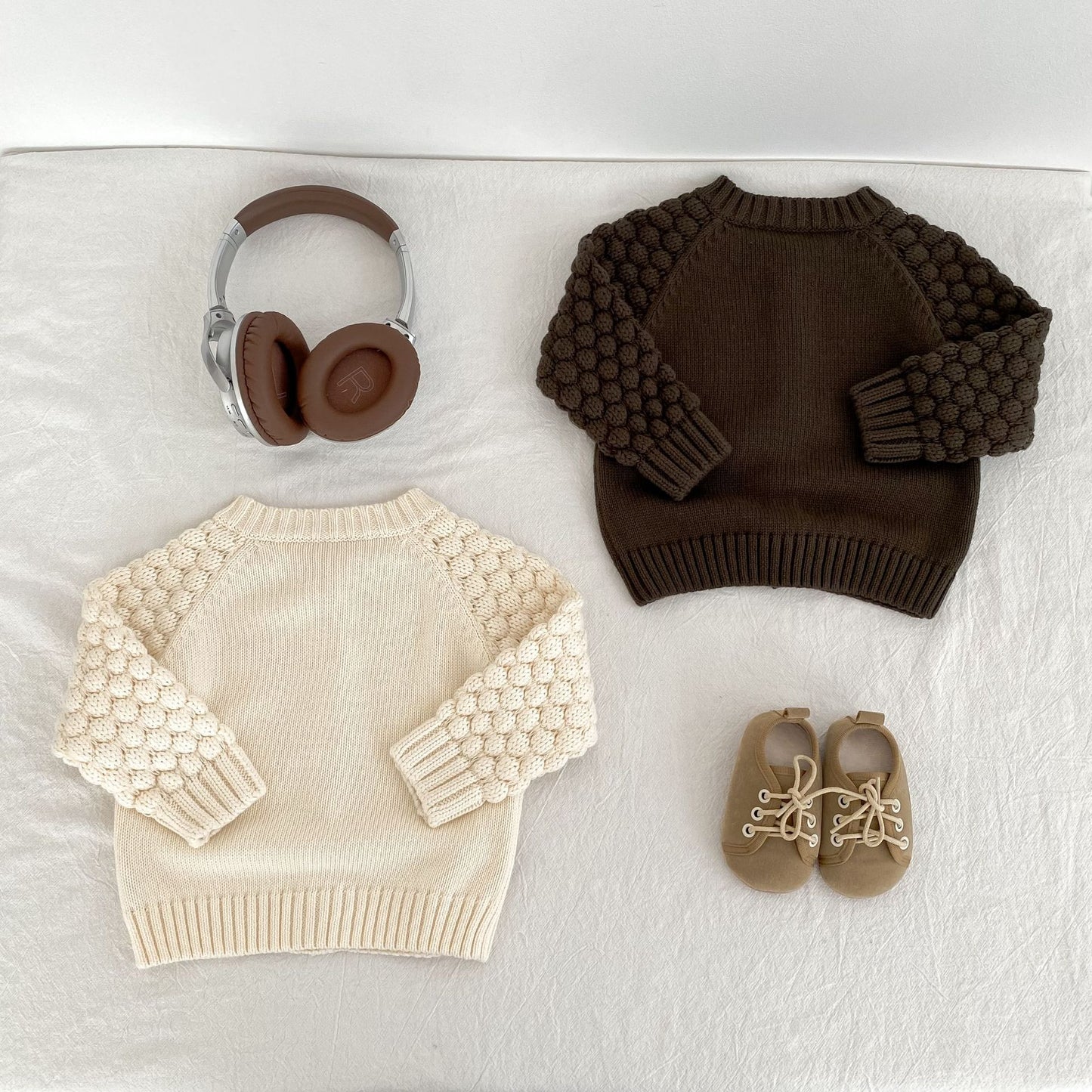 ポコポコスリーブニットカーディガン(2color)