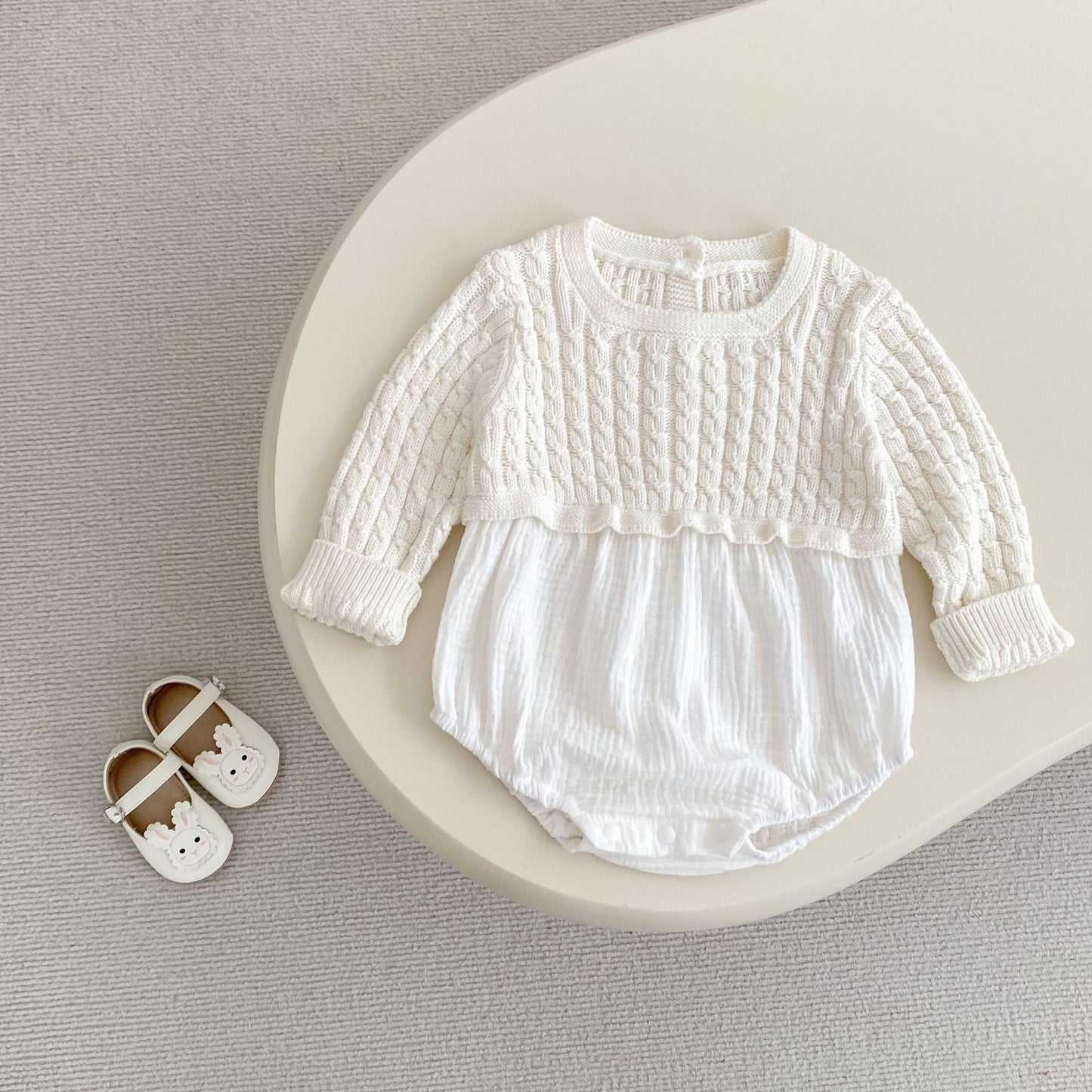 デザインニット切り替えロンパース