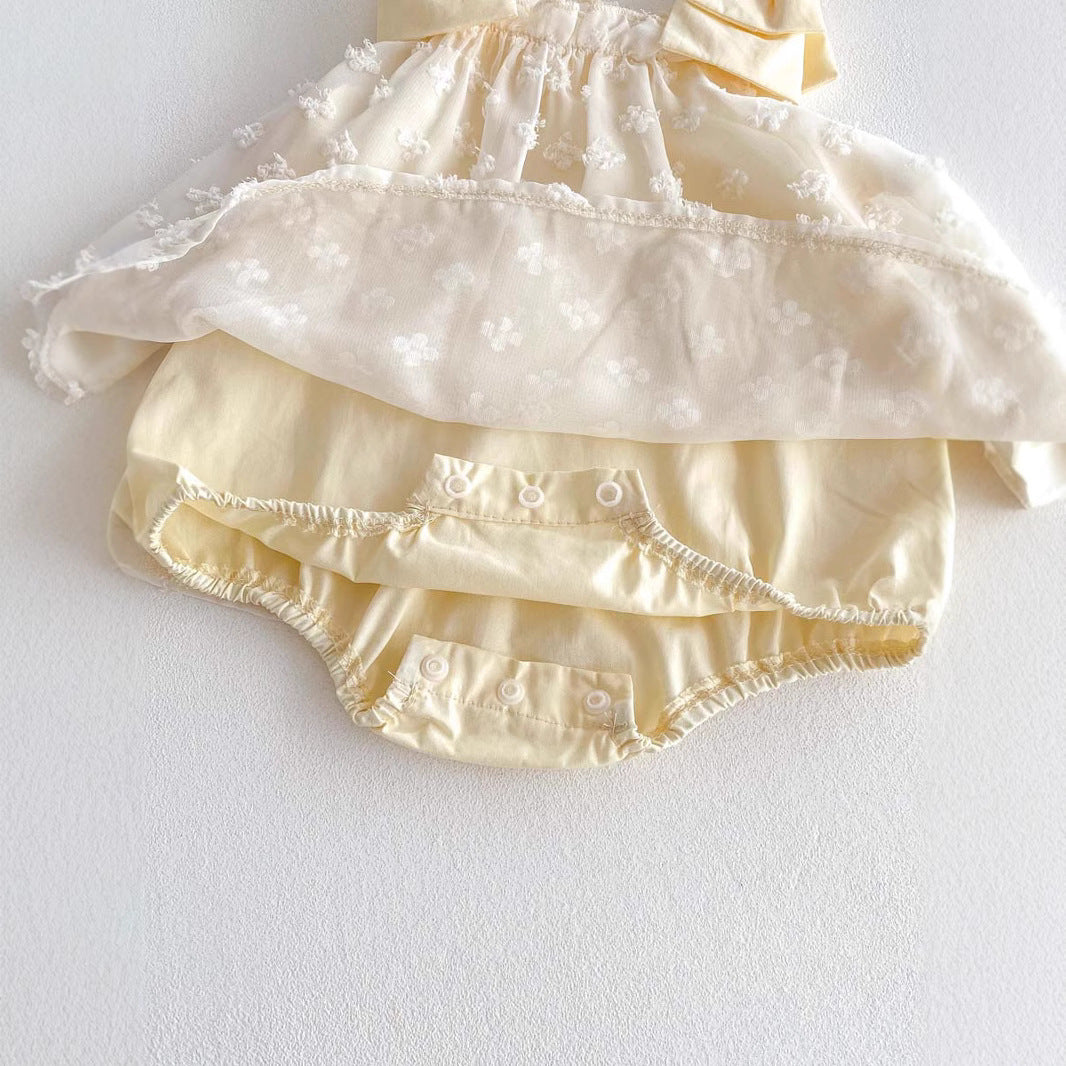 ショルダーリボンチュールロンパース(2color)