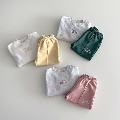 英字バイカラースウェットセットアップ(9color)