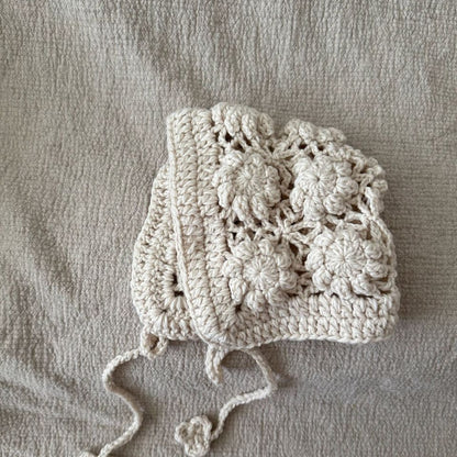 かぎ編みフラワーボンネット(3color)