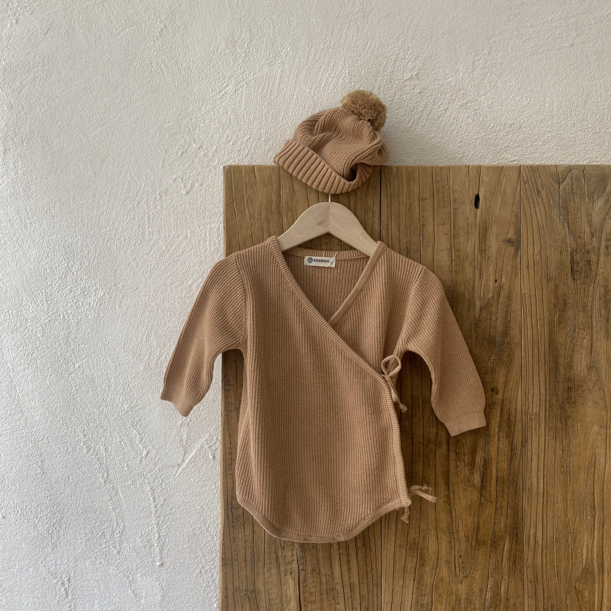 前あきベビーニットロンパース(2color)