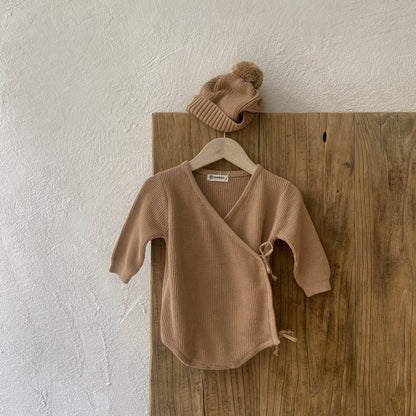 前あきベビーニットロンパース(2color)