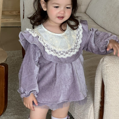 🅽🅴🆆 ベビーベロアワンピロンパース(2color)