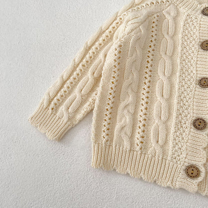 模様編みナチュラルニットカーディガン