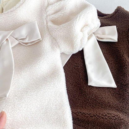 🅽🅴🆆 ビックリボンもこもこワンピース(2color)