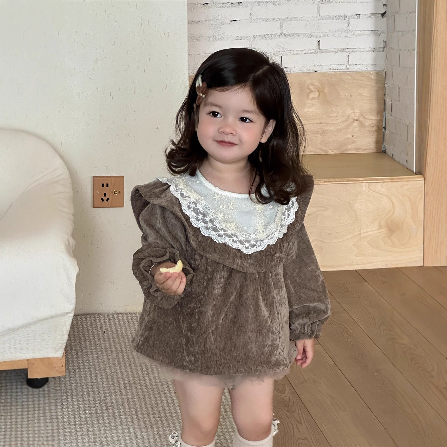 🅽🅴🆆 ベビーベロアワンピロンパース(2color)